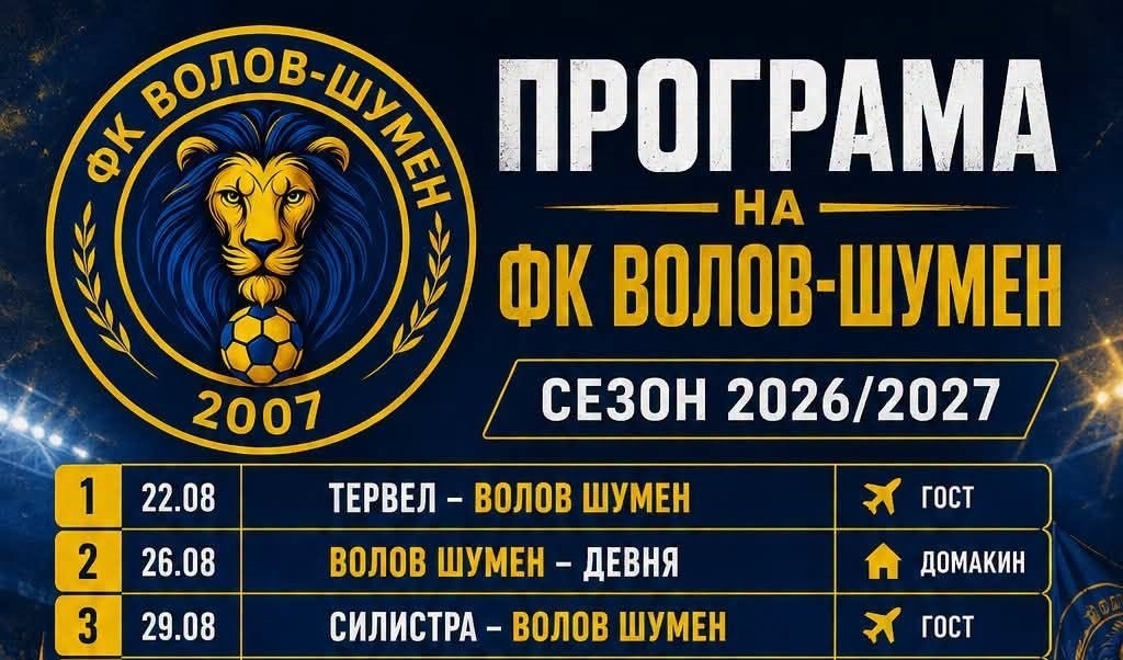 Волов-Шумен 2007 започва сезона с визита в Тервел, след това приема новак
